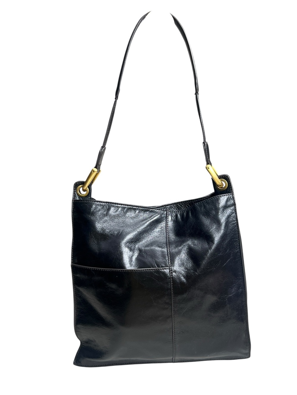 HOBO Render Black Leather Shoulder Bag with Gold-Tone Hardware